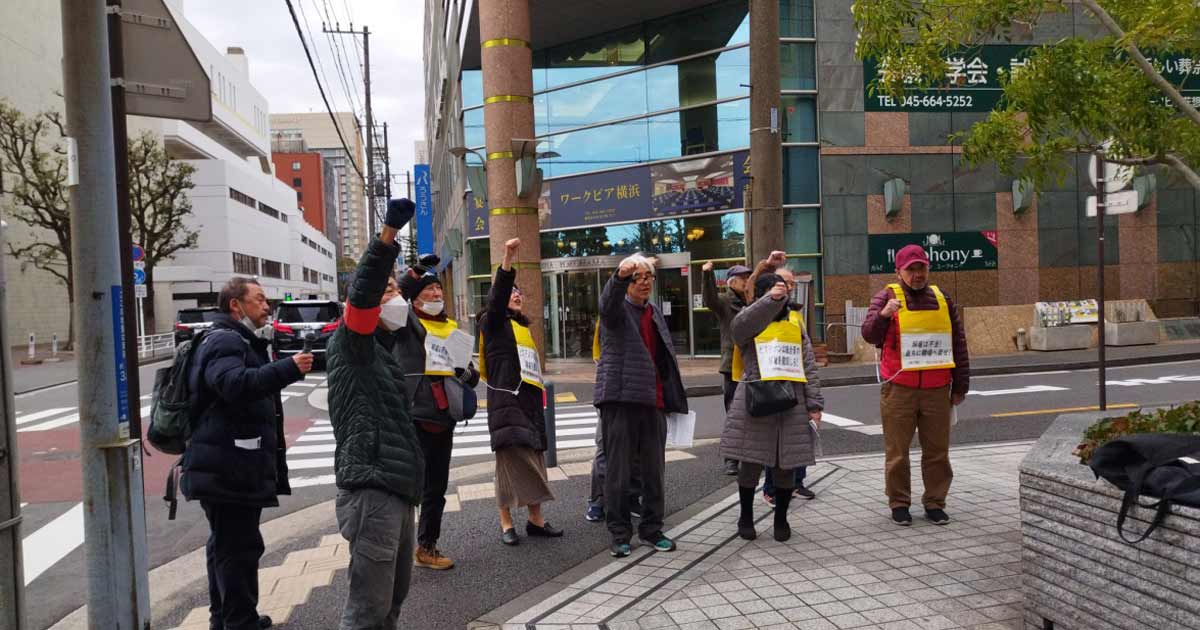 3月7日　ビステオン本社前にて情宣行動